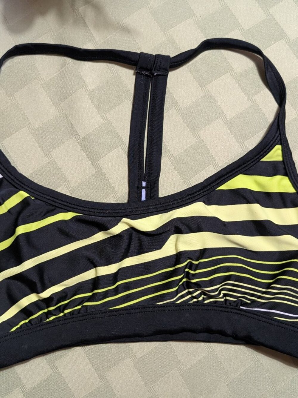 Champion Black & Neon-Yellow Stripe athletic Bikini Sz M 8/10